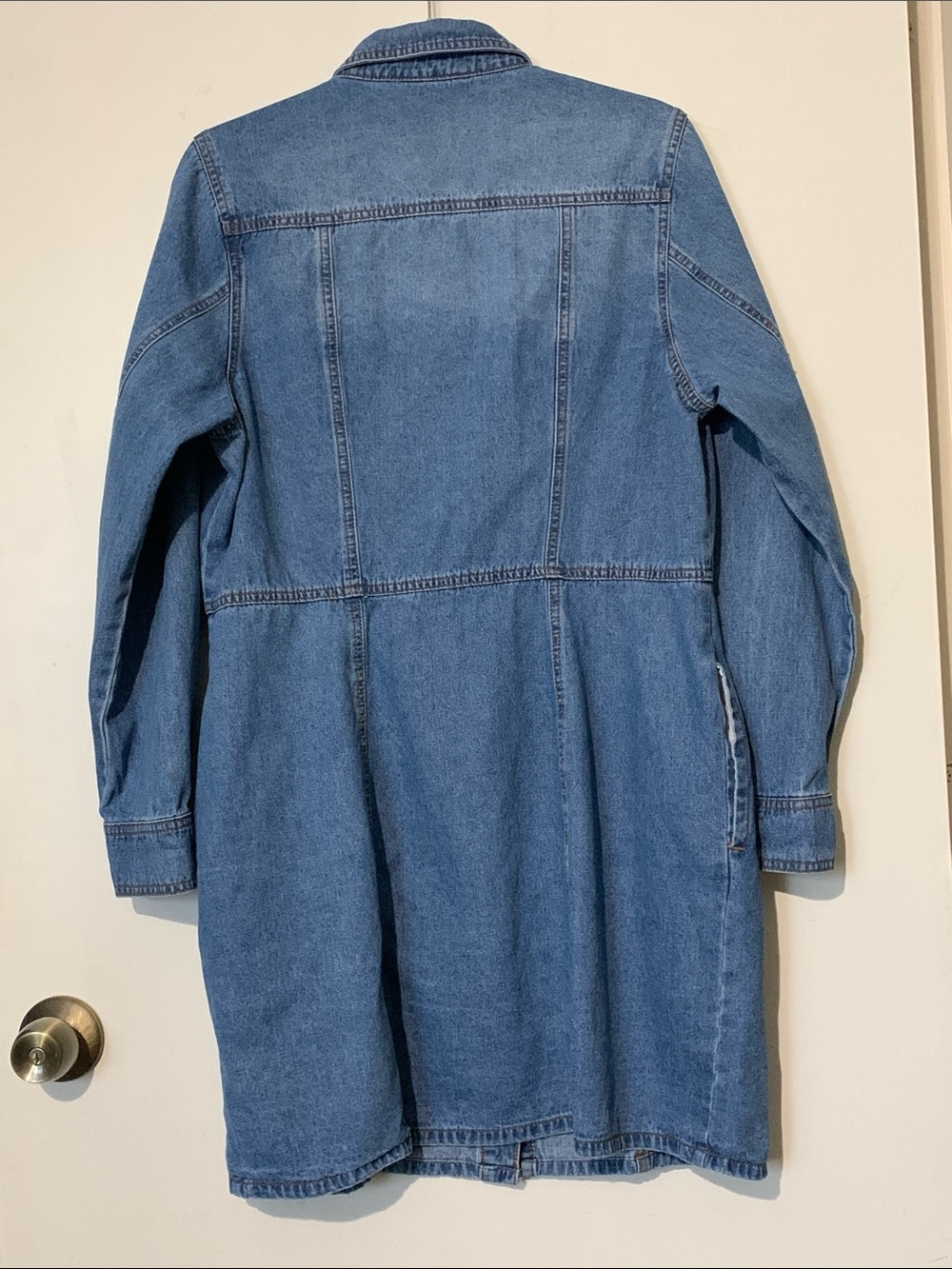 Frye Medium Blue Denim Button-Front Shirt Dress - Picture 4 of 10